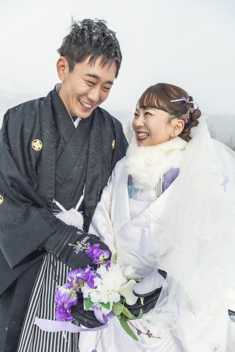 雪の日の笑顔