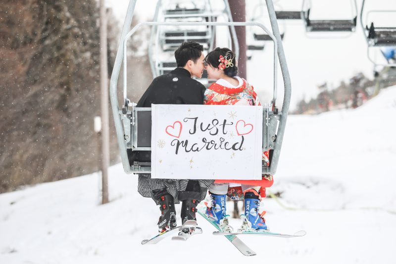 スキー場フォトウェディング