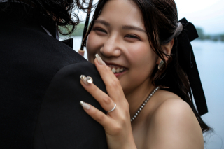 オーガンジー和装スタジオ　洋装ロケ曽原湖