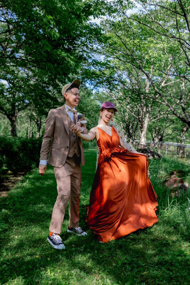 おそろいの帽子で。