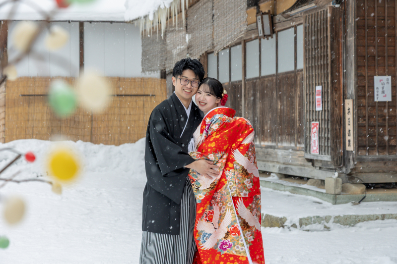 雪道のハグ