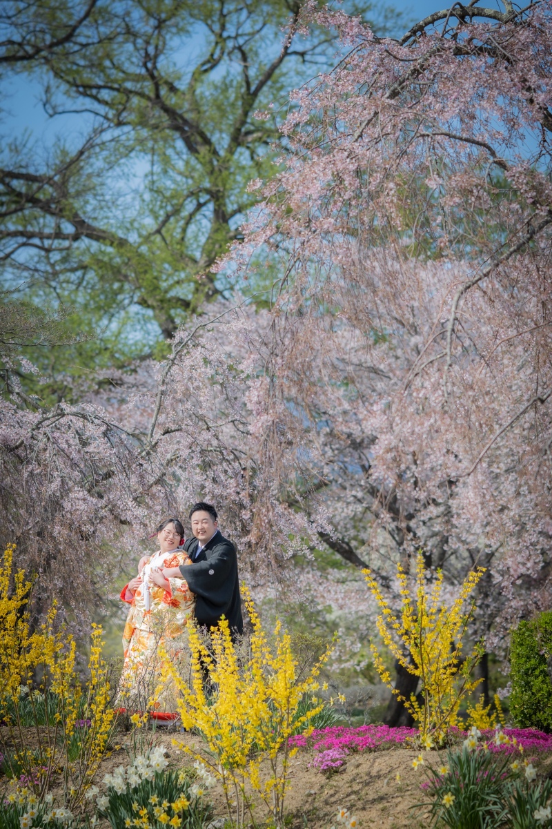 春のお花に囲まれて