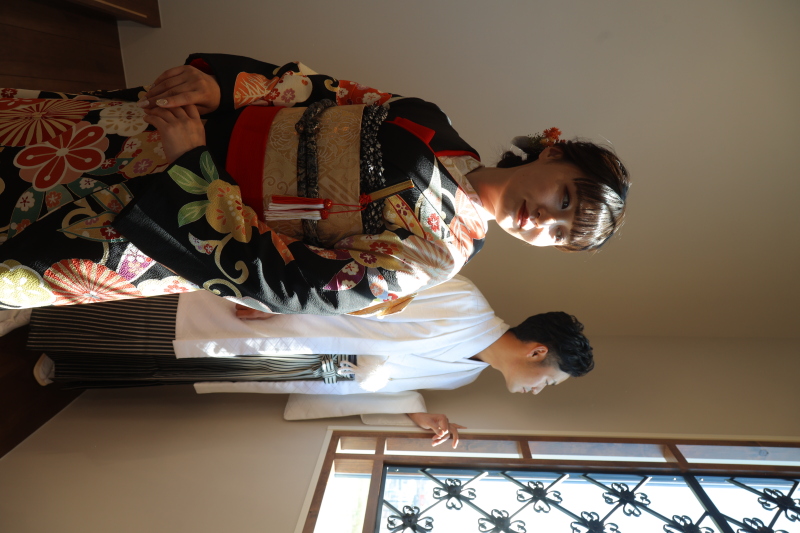 西日を浴びて