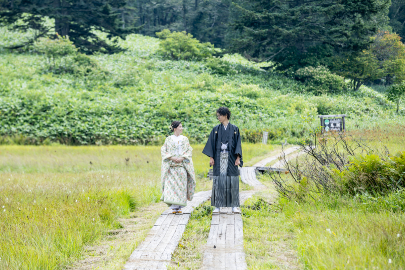 【尾瀬】登山フォトウェディング 一生の思い出にのこる和装1着ロケーション撮影