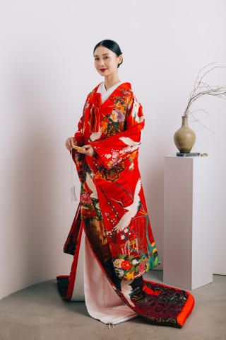 【UR03】鶴と花車と観世水(掛下白)