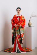 【UR04】鶴と松と花(掛下白)