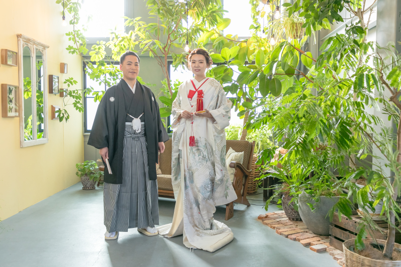 赤から白のお着物にチェンジして