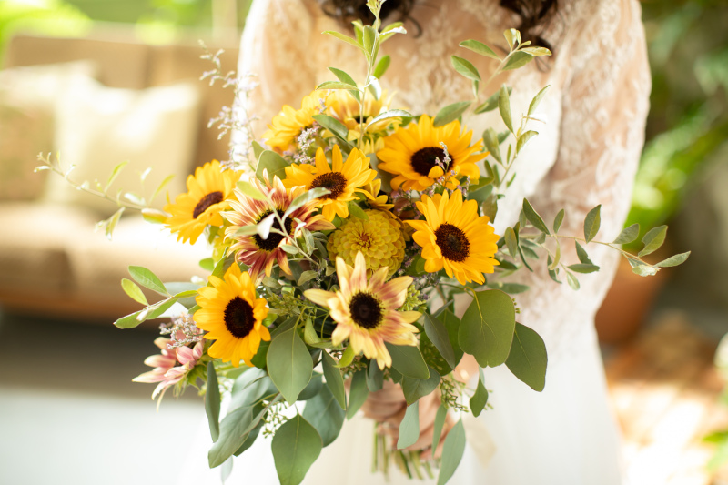 生花でのオリジナルブーケは、大好きなひまわりで