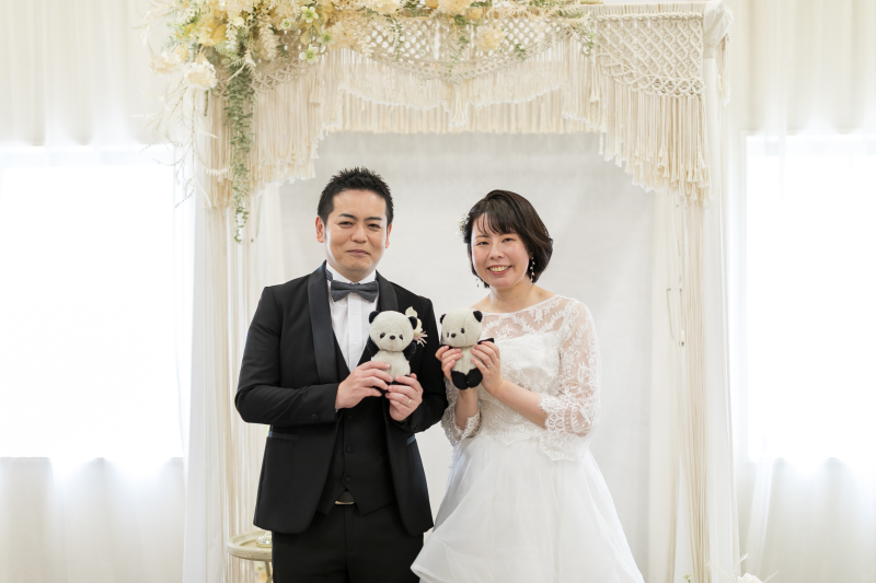 お二人の思い出のパンダと一緒に