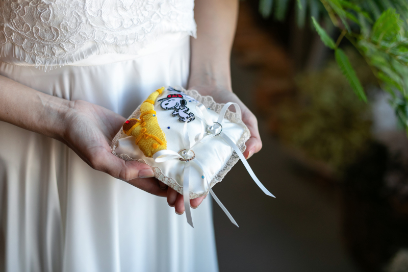 ご新婦様のお母様手作りのリングピロー