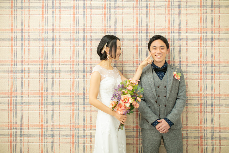 洒落た色合いのチェック柄