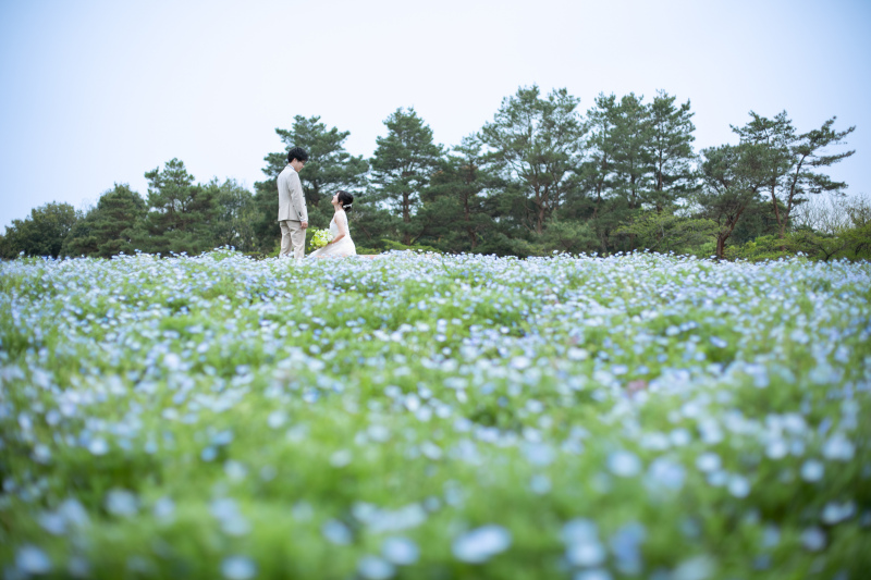 お花の中に2人だけ。一緒にロケーションを楽しみながら撮影していきましょう！
