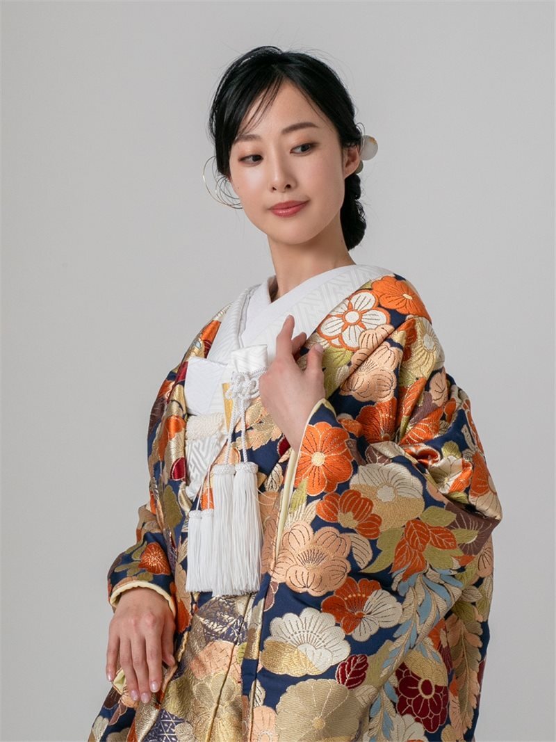 風光百花紋(紺)