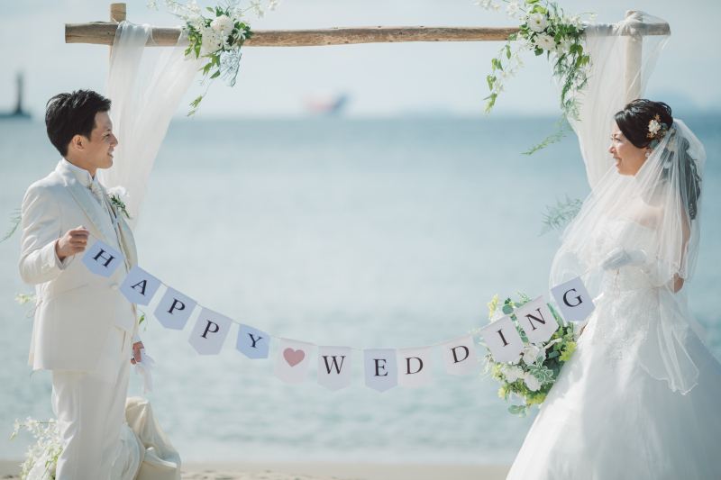 松山の海でビーチフォトが叶う