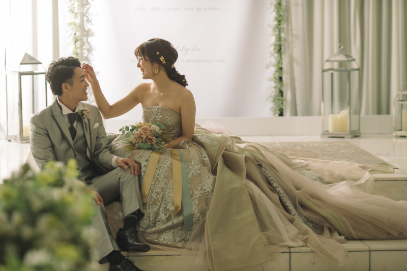 チャペルでカラードレス・スタジオで和装2点フォト(2着前撮り)