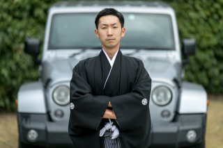 お車と一緒に和装フォト