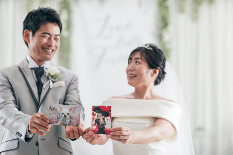 愛犬の写真とともに