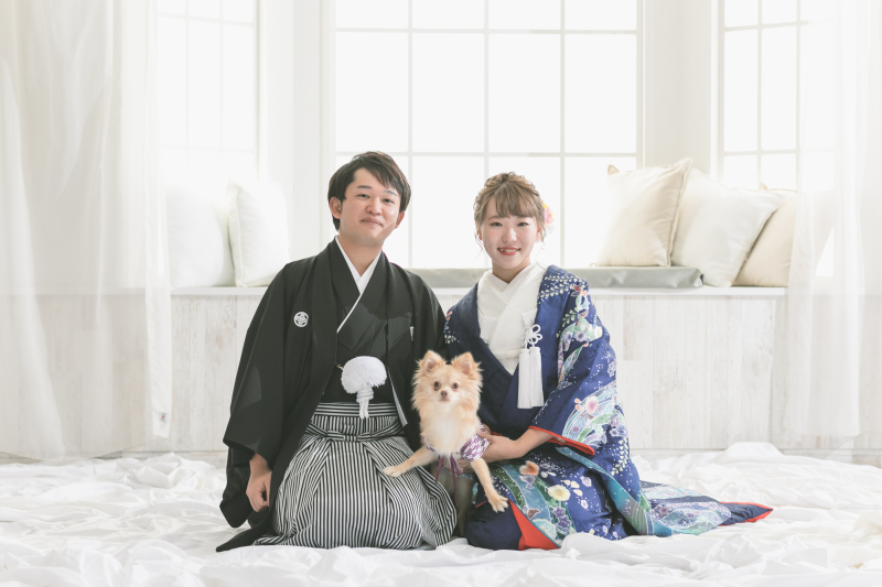 大切なワンちゃんと、スタジオでフォト