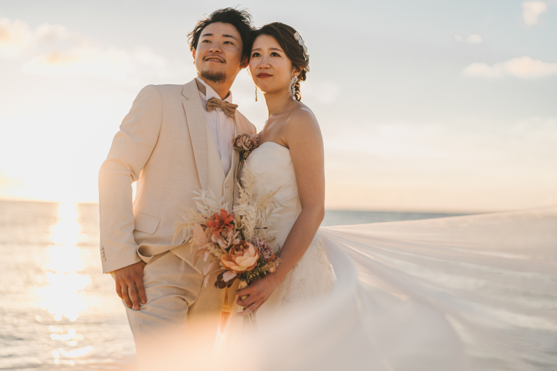 【雨天保証付】サンセットビーチフォト100カット洋装1点/前浜ビーチ】◎全データ|衣裳|ヘアメイク込