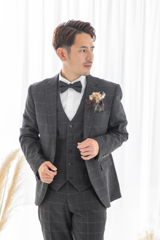 グレーチェック柄タキシードTX028