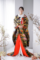 L色打掛005 黒地桜