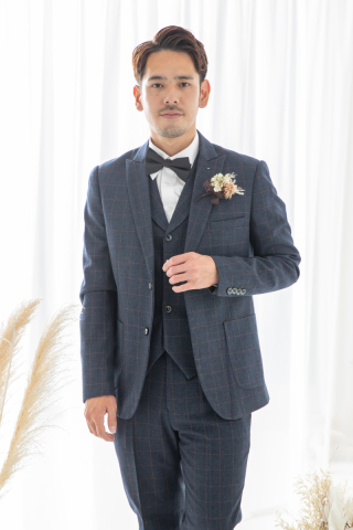 ネイビーチェック柄タキシードTX027