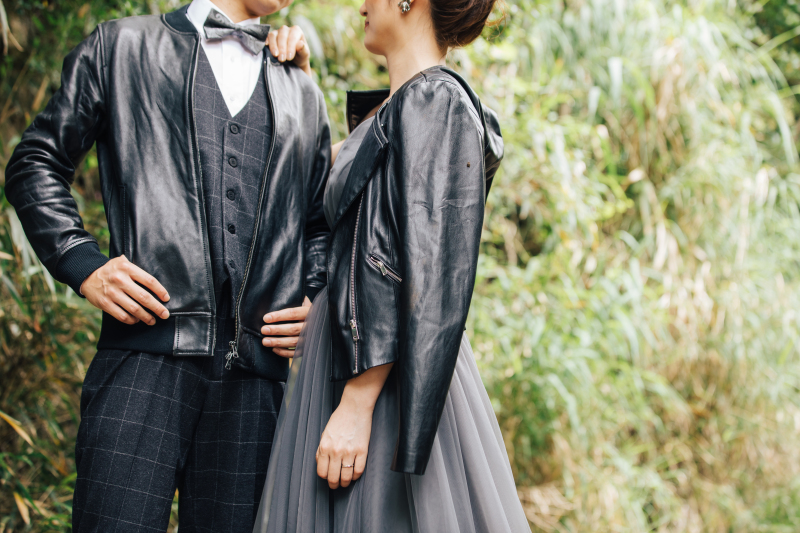 お二人のこだわりの皮ジャンで