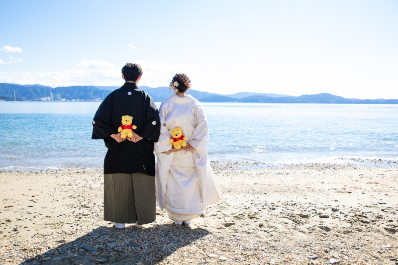 海で撮影出来る和装プラン