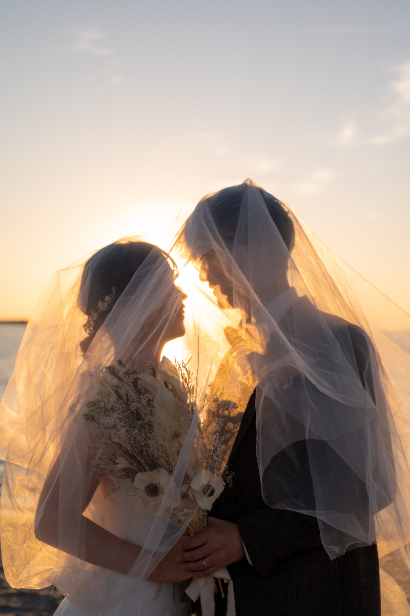 夕日をベールに