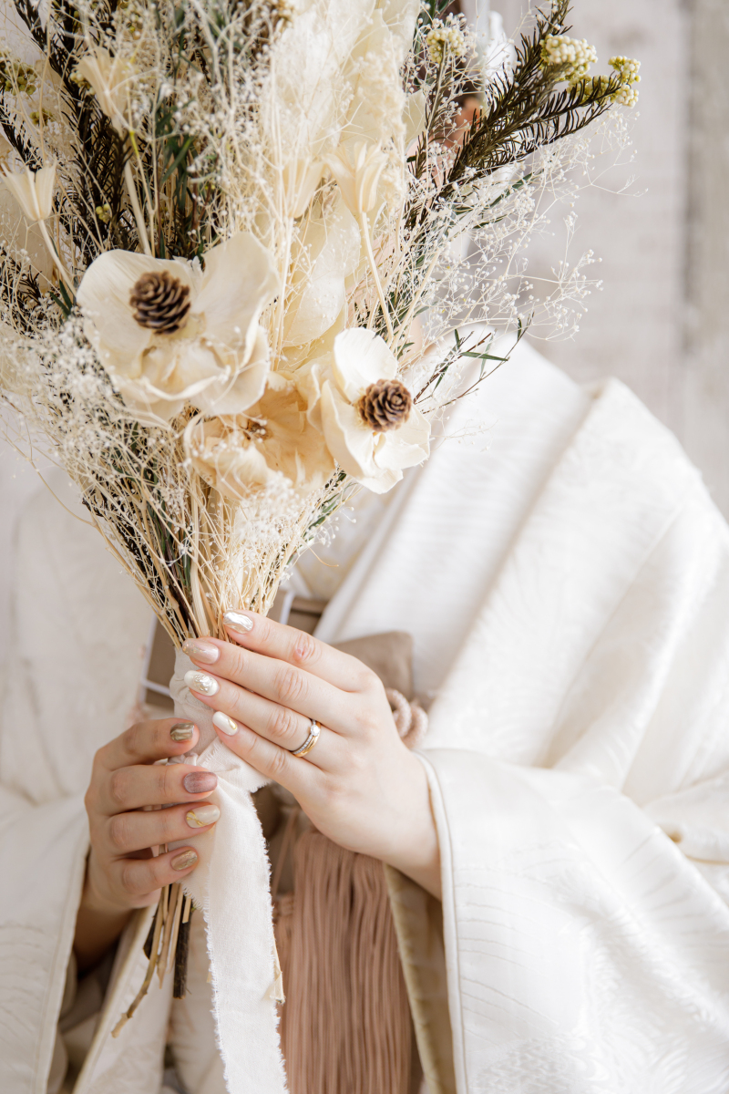 ドライフラワーでお顔隠しショット