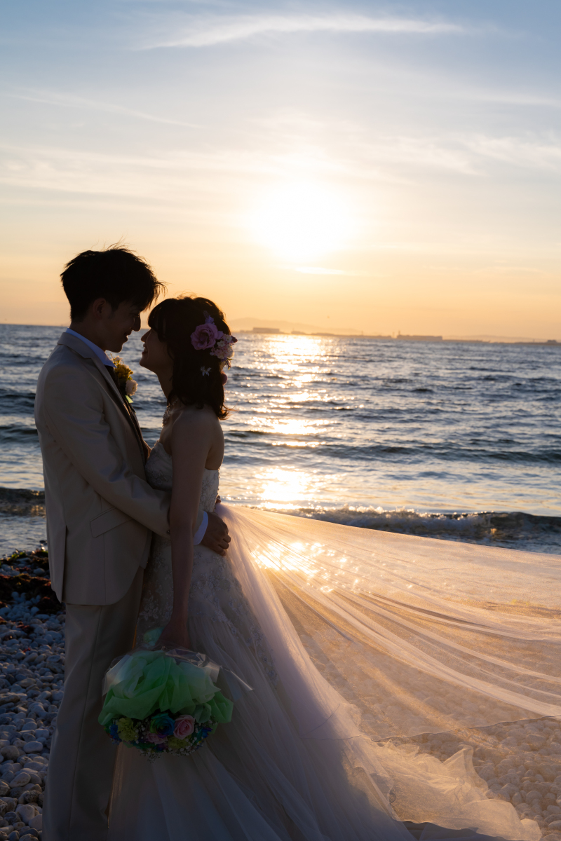 夏の夕日が長い時間のサンセット