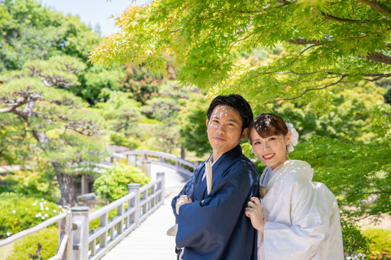 日本庭園で撮影開始！