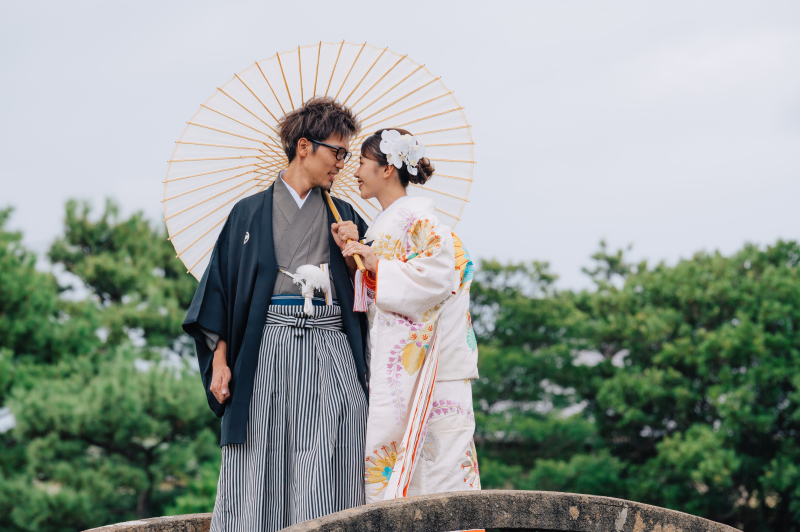 和装は日本庭園で