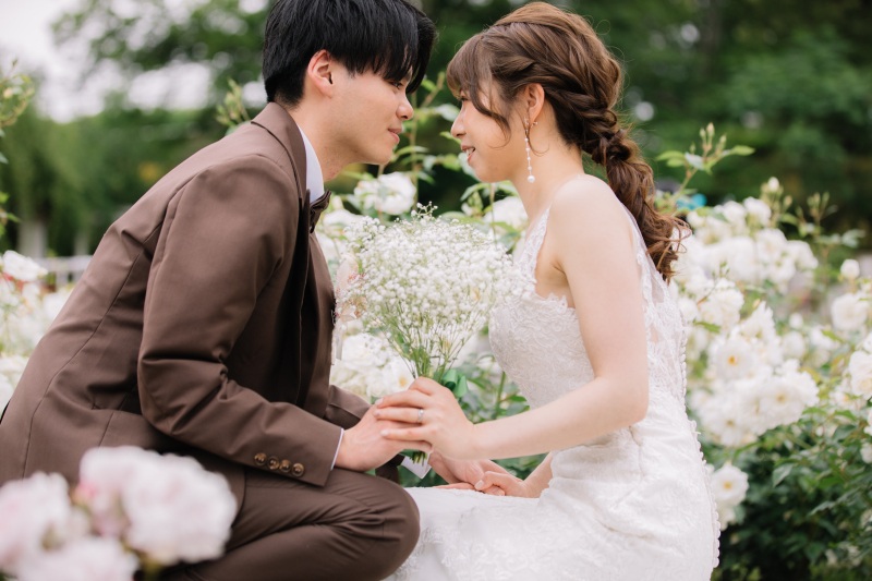 ご持参の生花のブーケに合わせて