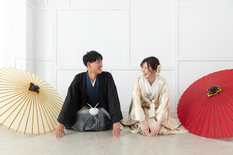 和装スタジオ撮影で定番の正座ショット！