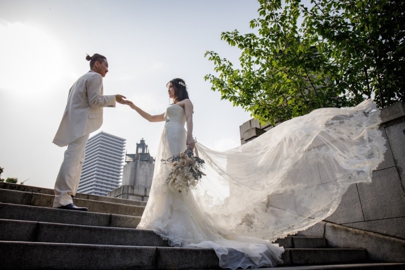 ベールを使って動きのある写真に