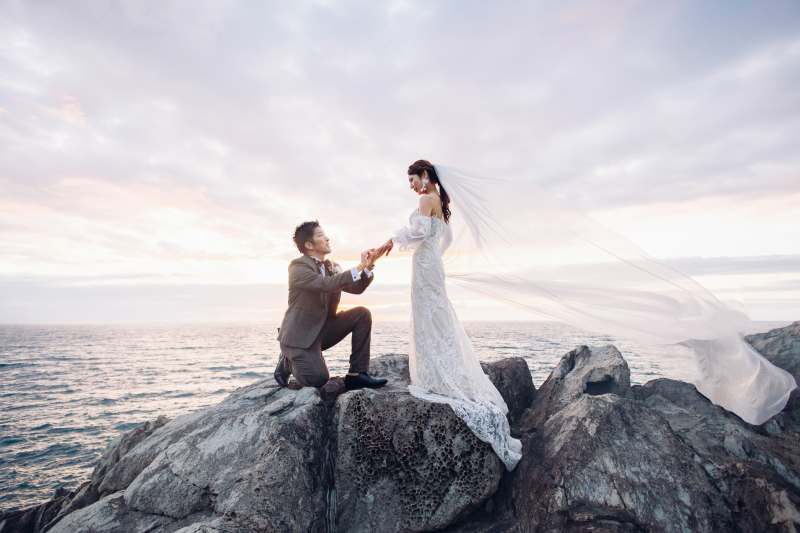 長いベールを使って