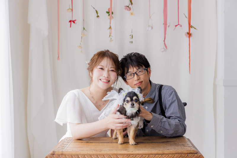 愛犬とフォトウェディングが叶う♡ドレススタジオ撮影