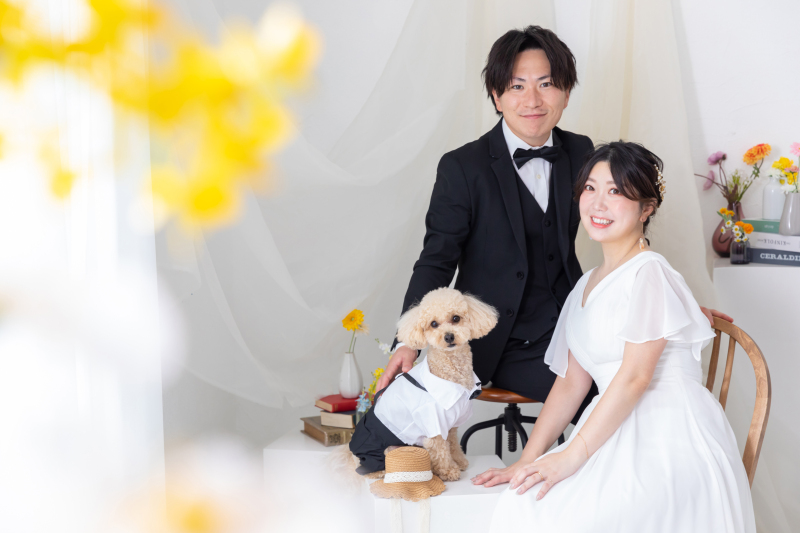 【ペットフォトプランが新登場!】大切な家族と一緒に♪ペットと撮影OK!洋装スタジオプラン☆データ100カット付き