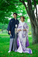 パープル×お花　色打掛