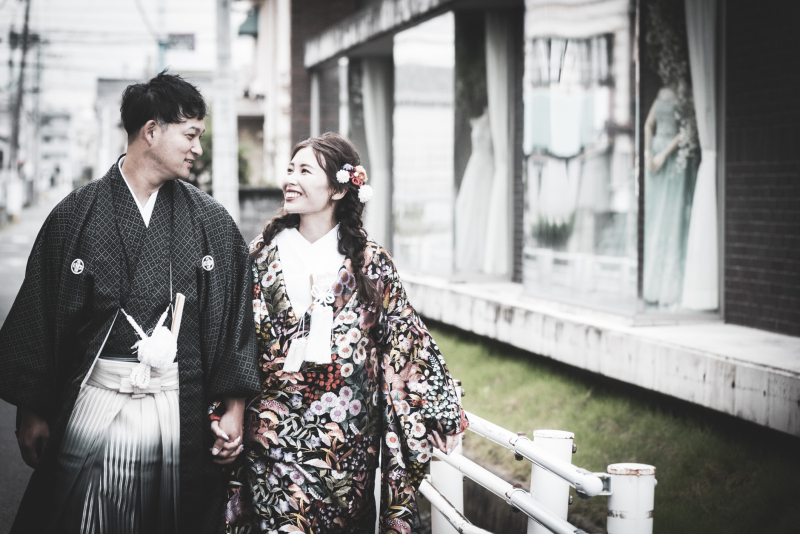 和装で近くを散策♪