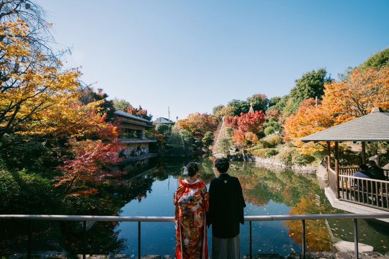 庭園を一望
