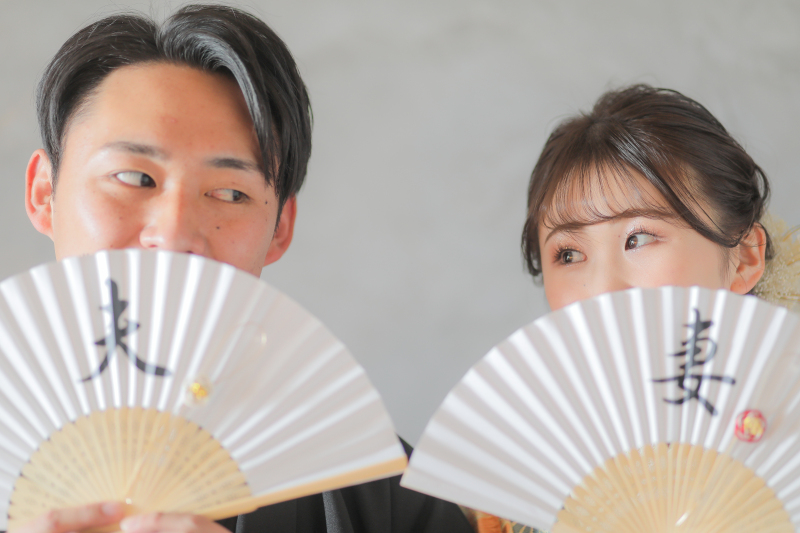 夫婦扇子でパシャリ