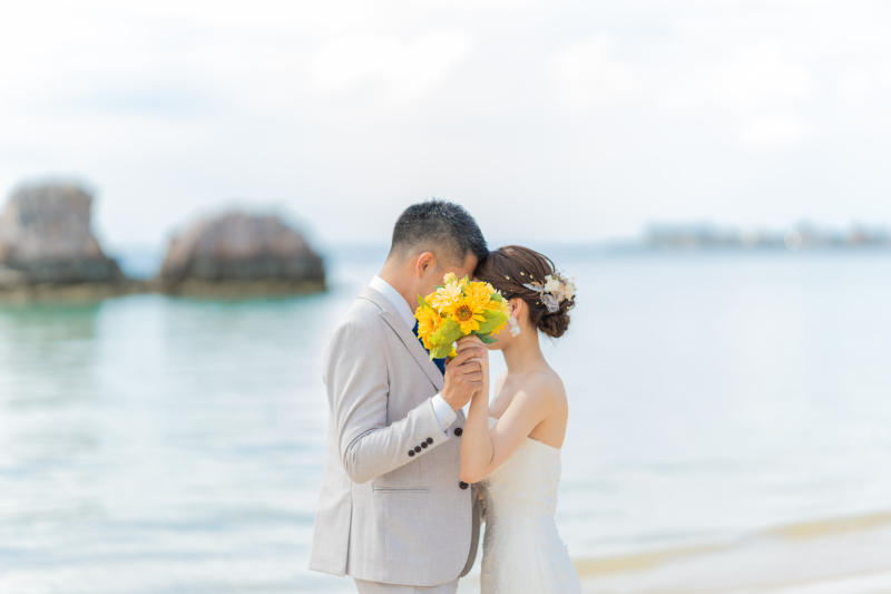 ブーケでお顔隠し