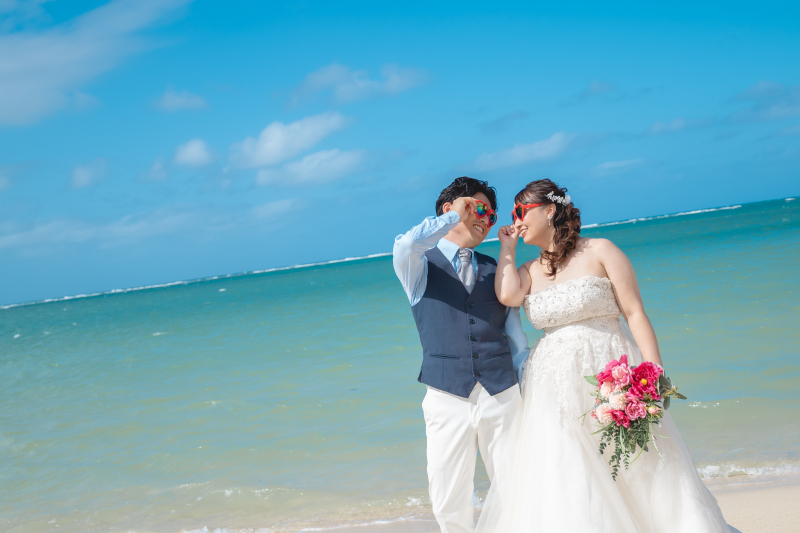 ハートのサングラスで