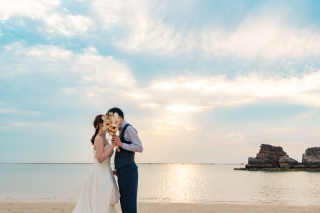 ビーチでサンセット撮影