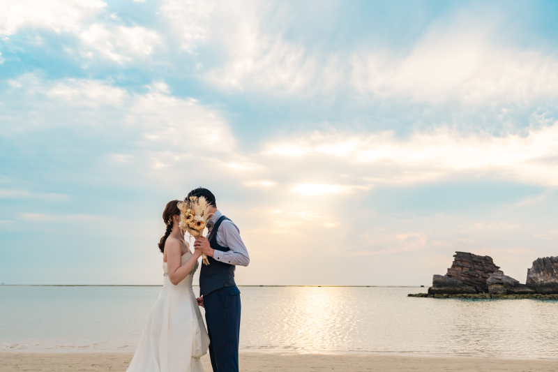 ビーチでサンセット撮影