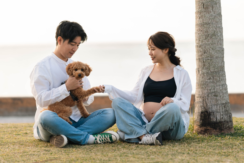 愛犬と一緒に撮影スタート