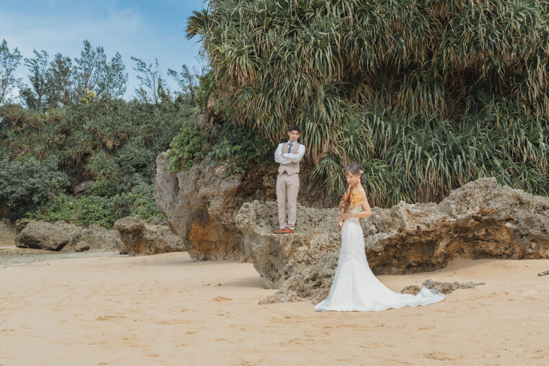 グリーンと岩場