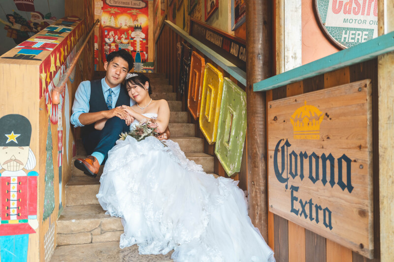 可愛らしい階段で